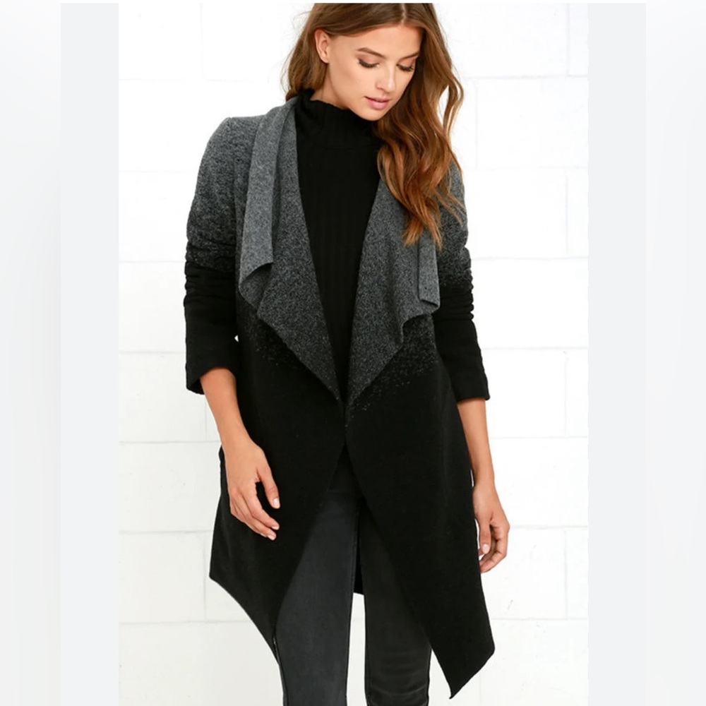 BB Dakota Black, Silver, and Grey Wrap Coat